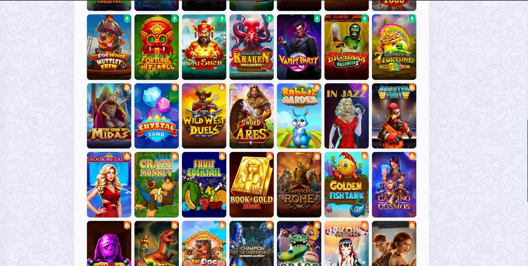 Интерфейс казино Граф с играми